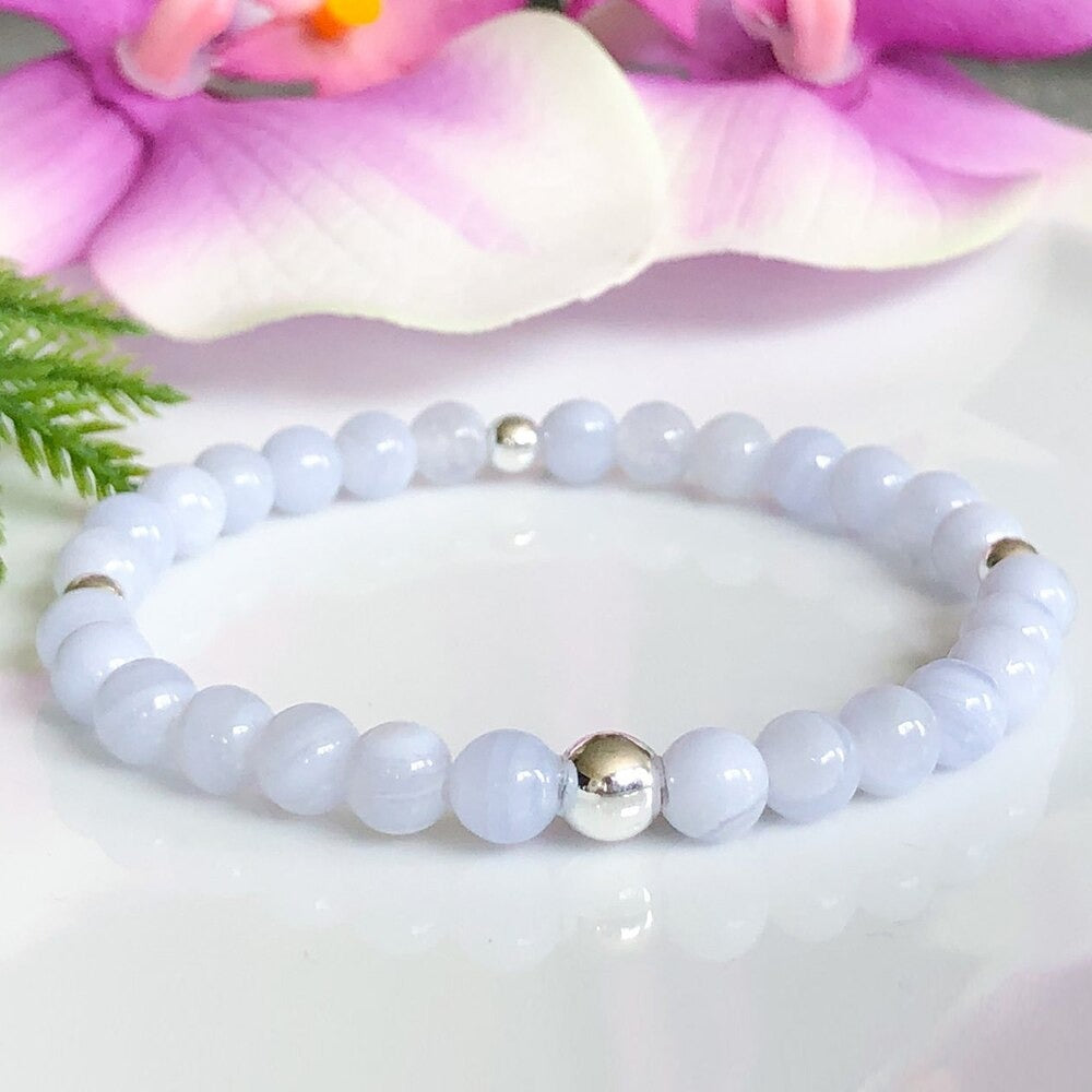Blue-Lace Stone Bracelet Silver – eLiasz and eLLa Jewelry Inc.